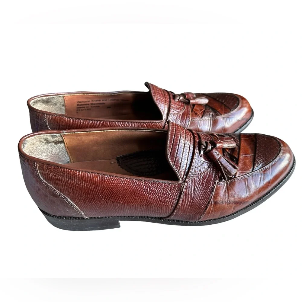 Stacy Adam’s Genuine Snake Skin / Leather Santana Printed Tassel Loafers